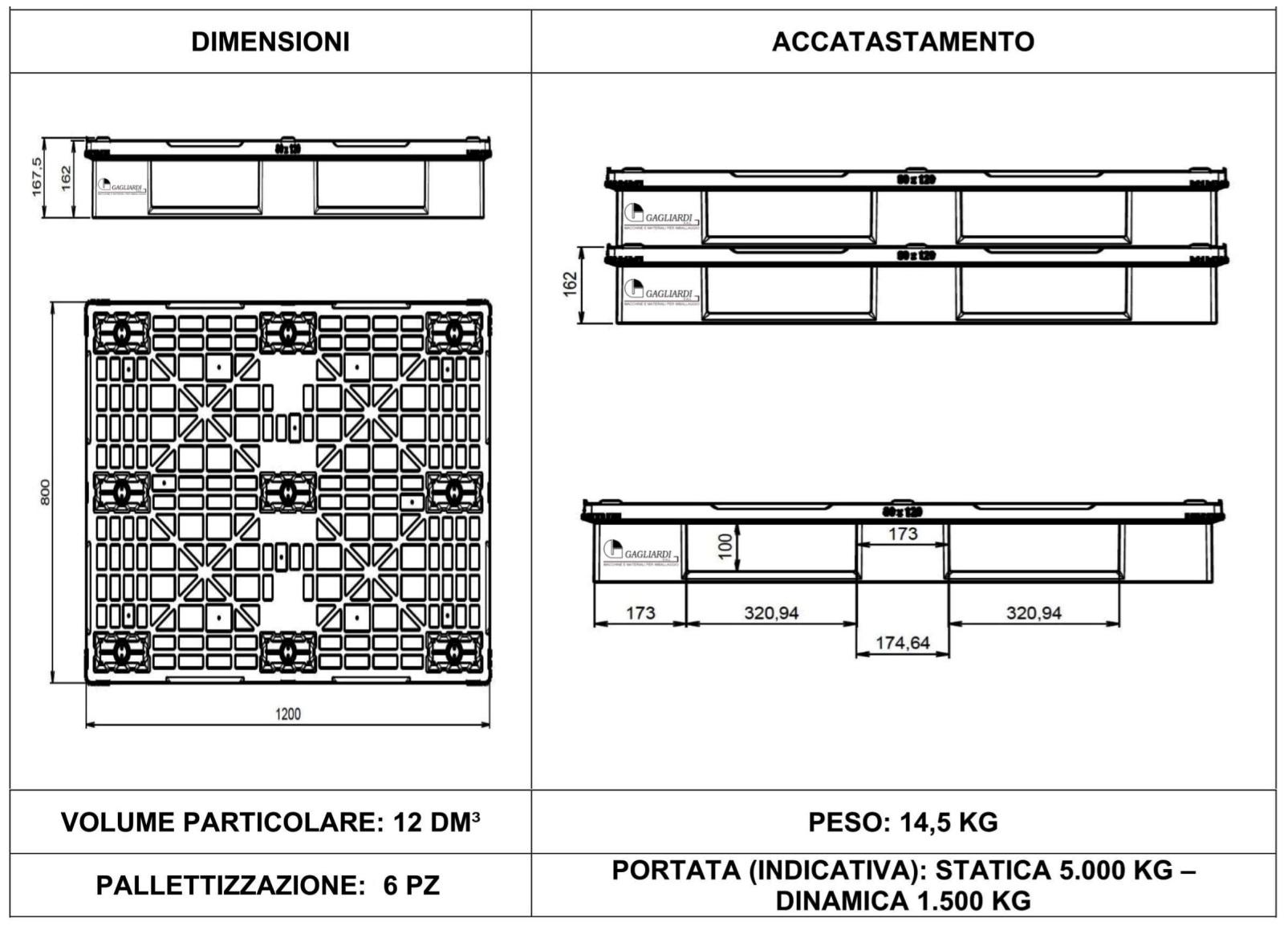 Pallet in plastica riciclata cm 80x120 confezione da 6 pezzi - immagine 4